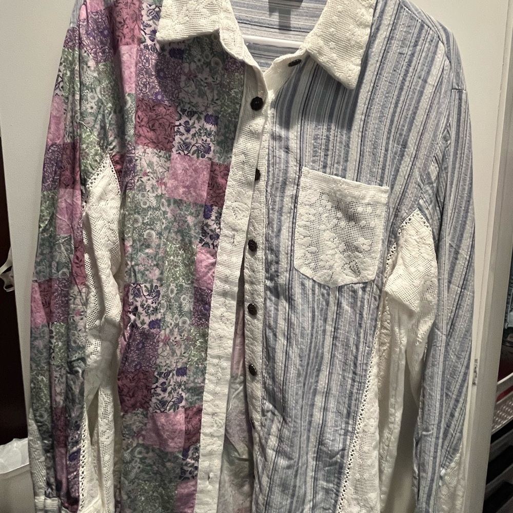 Pol Multicolor Patchwork Women's Button Down Shirt - image 1